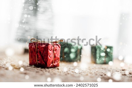 Beautiful Christmas and New Year's on white curtain background There was sunlight peering in from behind