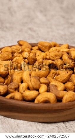 Roasted cashew nuts isolated. Package design elements with different angles view