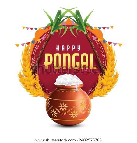 illustration of Happy Pongal Holiday Harvest Festival of Tamil Nadu South India greeting background Royalty-Free Stock Photo #2402575783