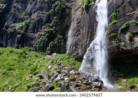 A scenic view of the Jogini Falls, Manali, Himachal Pradesh, India Royalty-Free Stock Photo #2402579607