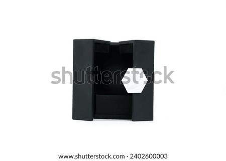 Mockup black box branding perfume box placed on white background