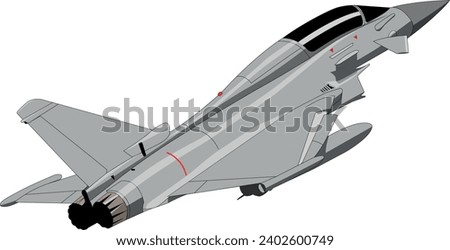 EF-2000 European Multi-Role Fighter Jet (Typhoon) Vector Drawing Royalty-Free Stock Photo #2402600749