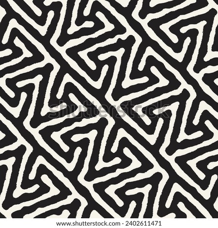 Vector seamless hand-painted pattern. Abstract decorative background with brush strokes. Stylish monochrome hand-drawn texture.