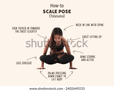 Scale (Tolasana in Sanskrit) is an advanced balancing and hip openers yoga pose, that belongs to the abs, biceps, forearms and wrists.