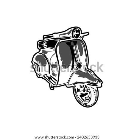 Motorcycles scooter vintage classic Black White Vector Art Design New
