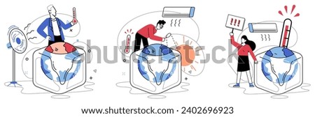 Hot climate vector illustration. Ecosystems worldwide feel impact hot climate, necessitating urgent measures for restoration The worldwide surge in temperatures is emblematic profound issue crisis hot Royalty-Free Stock Photo #2402696923