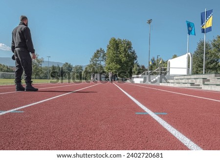  Athletic track in Sarajevo, Bosnia and Herzegovina Royalty-Free Stock Photo #2402720681