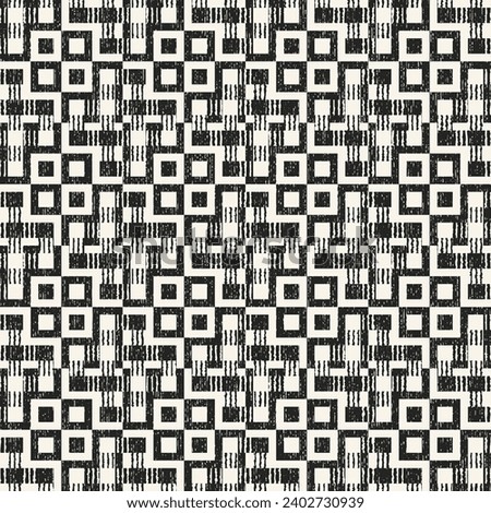 Monochrome Brushed Distressed Check Pattern