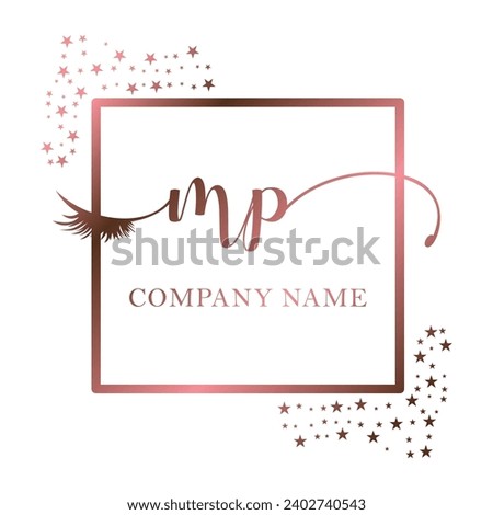 Initial MP calligraphy company eye and eyelash handwriting