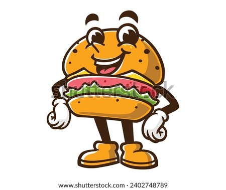 Burger laugh cartoon mascot illustration character vector clip art
