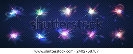 Plasma light clots color vector illustration set. Abstract power explosion with flashes and sparkles isolated on transparent background