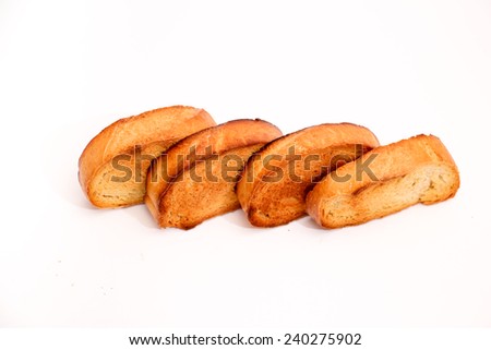 Toasted bread isolated on white background.