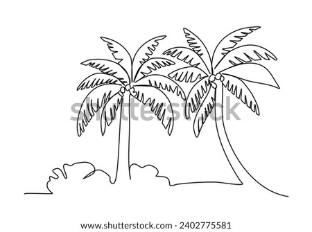 Palm one, line drawing vector illustration.