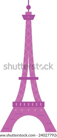 Simple purple flat drawing of the French historical landmark monument of the EIFFEL TOWER, PARIS