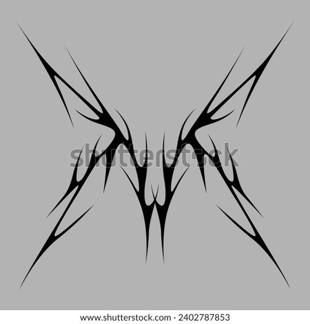 Cyber sigilism design. Neo tribal gothic style tattoo. Royalty-Free Stock Photo #2402787853