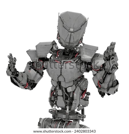 robot soldier is explaning, 3d illustration