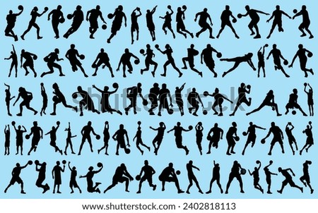 Basketball Player Silhouettes Vector Collection