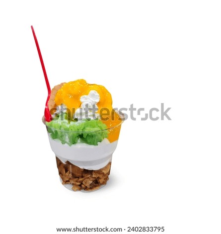 Ice cream in a glass isolated on white background