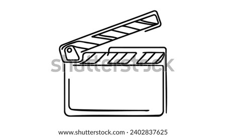 Continuous line drawing of retro old classic movie board clapper. Vintage film scene taker item concept single one line art design graphic vector illustration Royalty-Free Stock Photo #2402837625