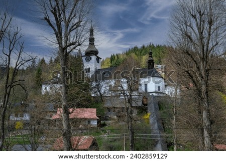Church of the Transfiguration of the Lord in Spania dolina village. Slovakia. Royalty-Free Stock Photo #2402859129