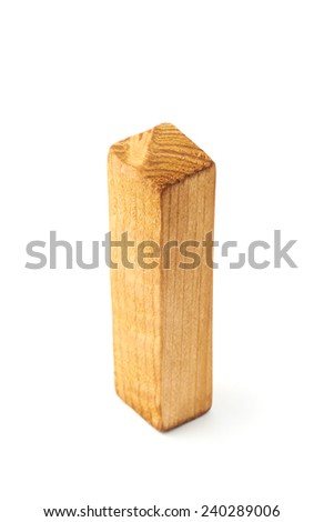 Single capital block wooden letter I isolated over the white background