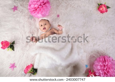 Six month baby photoshoot with decoration