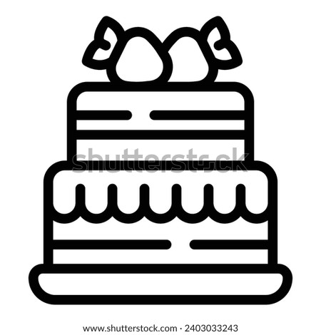 Strawberry wedding cake icon outline vector. Fruity bridal cake. Nuptial ceremony dessert Royalty-Free Stock Photo #2403033243
