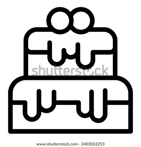 Romantic wedding treat icon outline vector. Couple nuptial ceremony. Decorate tiered cake Royalty-Free Stock Photo #2403033253
