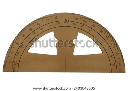 wooden protractor on a white background 