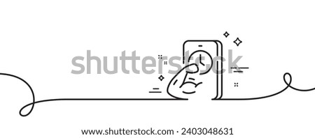 Fitness line icon. Continuous one line with curl. Online exercise sign. Live coach symbol. Fitness single outline ribbon. Loop curve pattern. Vector