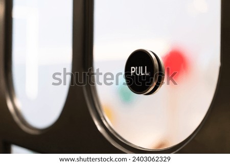 Pull sign on modern style restaurant glass door.