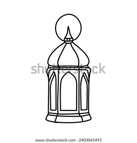 Ramadan Kareem hanging lantern, lamp line icons. Arabian design element. Islam decoration. Greeting garland. Muslim festival. Vector illustration.