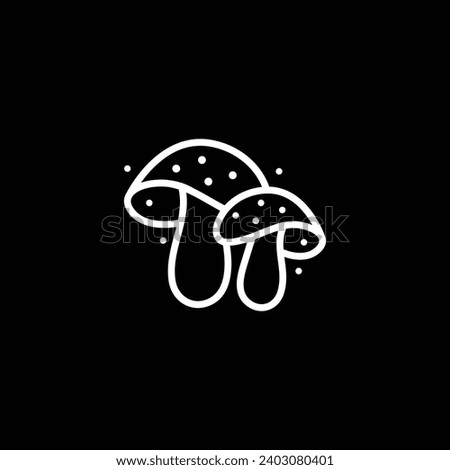 Two white Mushroom black background vector icon. Mushroom icon illustration isolated vector sign symbol	