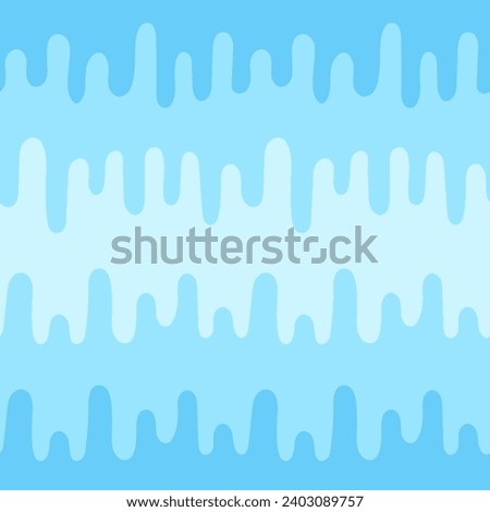 Streaks of water, paint stains seamless repeat vector pattern. Liquid, fluid, flowing, sinuous uneven hand drawn wavy contour. Gradient blue aquatic striped abstract background. Border template.