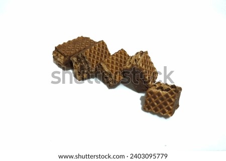 Broken wafers isolated on white background 