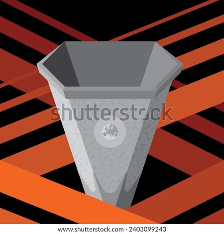 Europa football team league competition square icon with champion silver trophy and orange stripes. Royalty-Free Stock Photo #2403099243