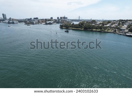 Aerial views of Sydney from Sydney Harbour and Darling Harbour. 