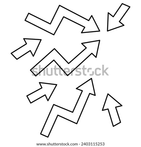 icon of various arrows on a white background, vector illustration
