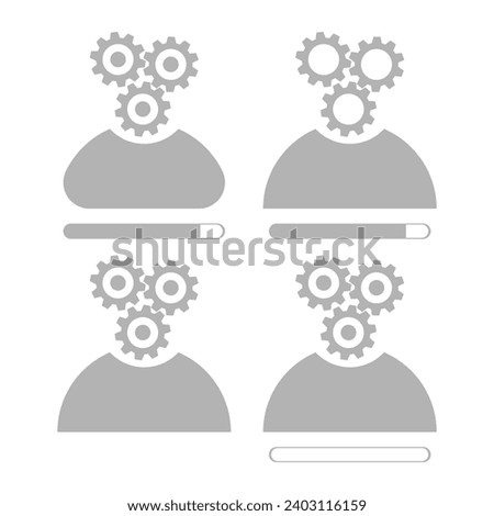 man icon production, gears on a white background, vector illustration