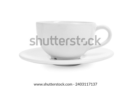 Ceramic cup with saucer isolated on white Royalty-Free Stock Photo #2403117137