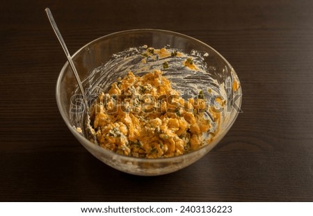 Potato Stuffing in Glass Bowl Close-Up