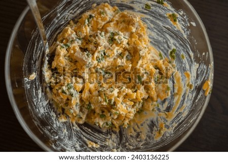 Potato Stuffing in Glass Bowl Close-Up