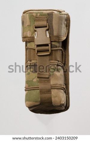 Protective case for monocular in pixel art for army, cover for thermal imager isolated on white background.