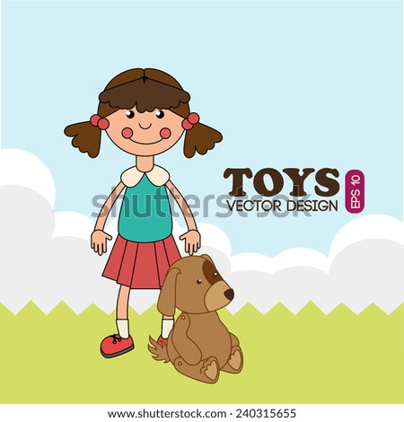 Toys design over landscape background, vector illustration.