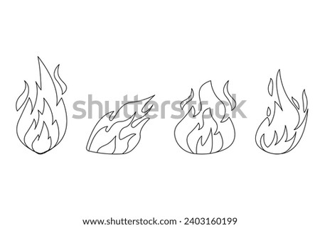 Set of fire flames outline