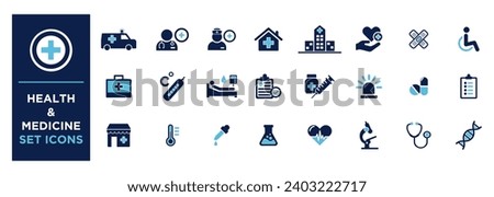 health and medicine set icons vector template