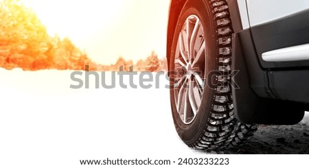 winter tires on snow. High quality photo