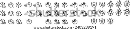 box packaging mail shipping delivery logistic icon symbol flat minimal line vector logo graphic design set Royalty-Free Stock Photo #2403239191