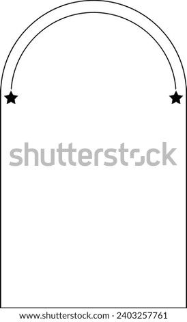 Arch frame border icon with star shape symbol for decorative vintage doodle element for design in vector illustration