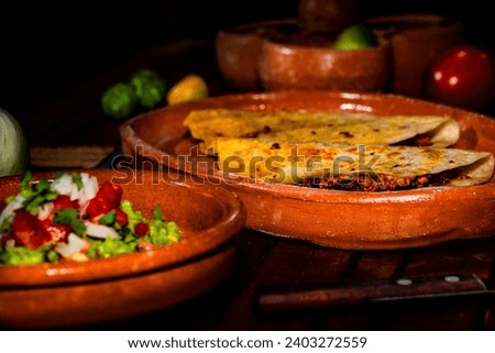 FOOD SPEACIAL MEXICAN SPICY MEAT ASADA BBQ GUACAMOLE TACOS QUESADILLAS 